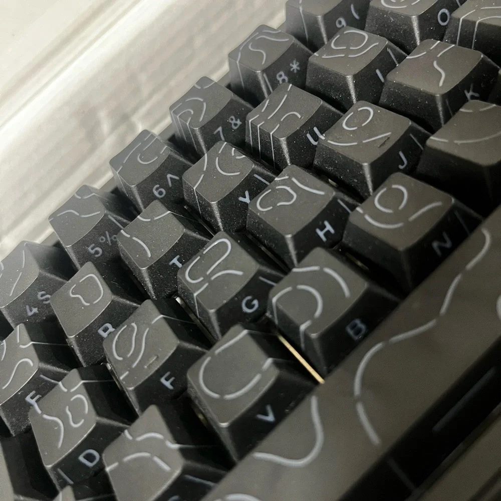 Black Mechanical Keyboard with Subtle Gray Topographic Pattern